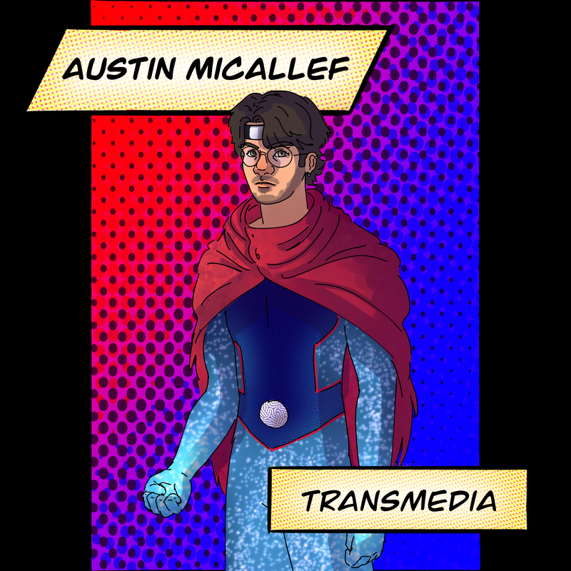 Austin Micallef - Transmedia. Drawn in comic book style, modelled after Wiccan.